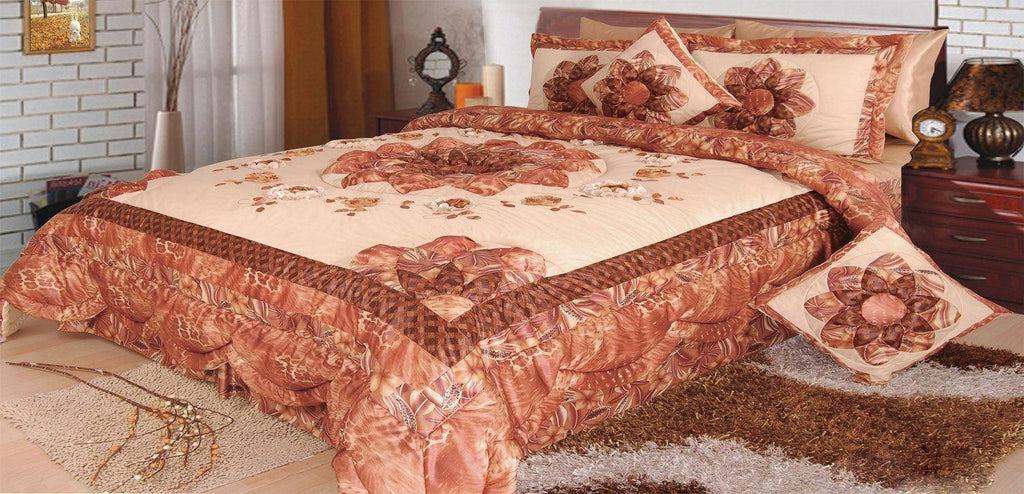 DaDa Bedding Floral Autumn Leaves Warm Bronze Bedspread Comforter Set (BM4304L)
