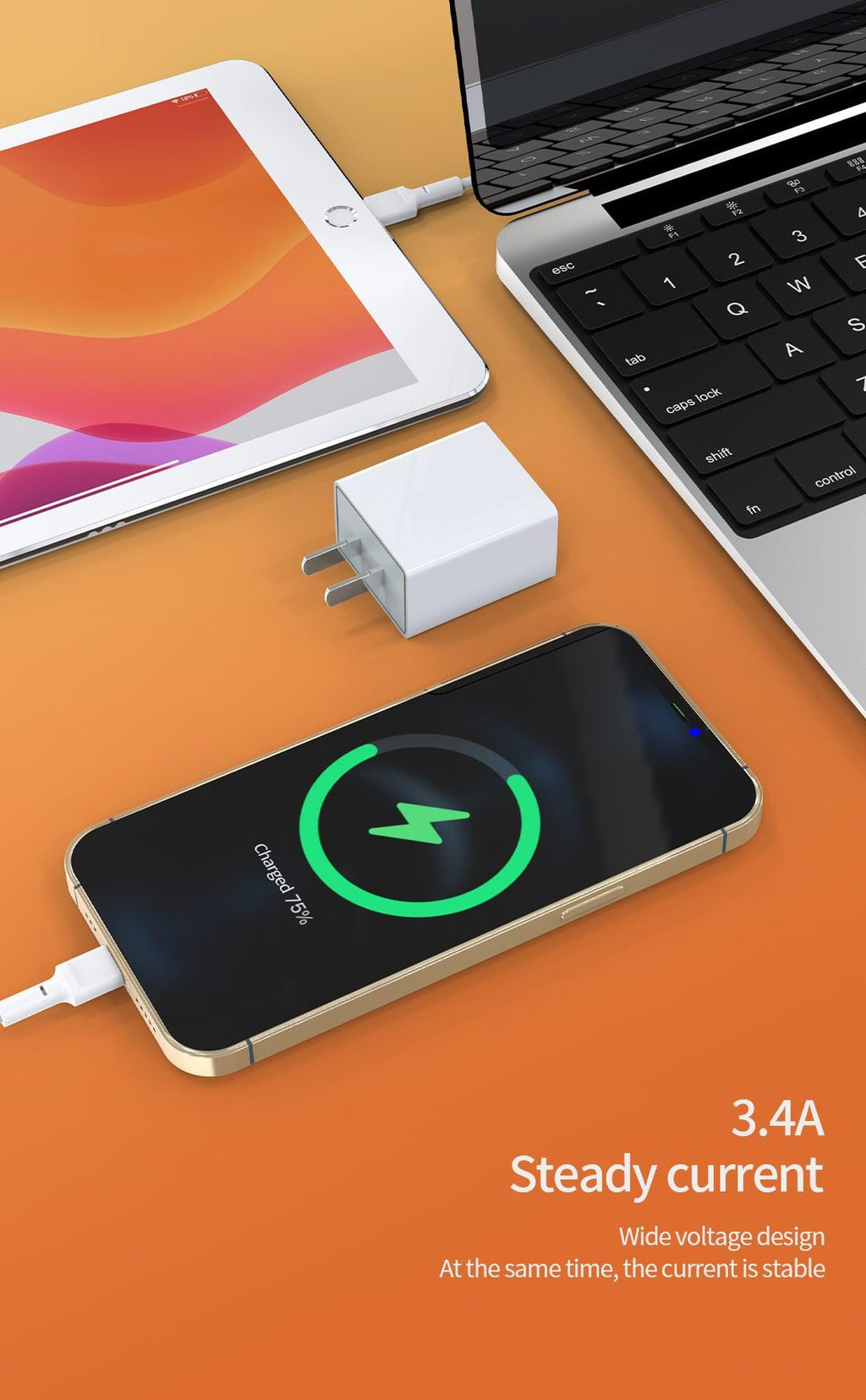 3.4A Dual USB Travel Quick Wall Charger - Android/IOS