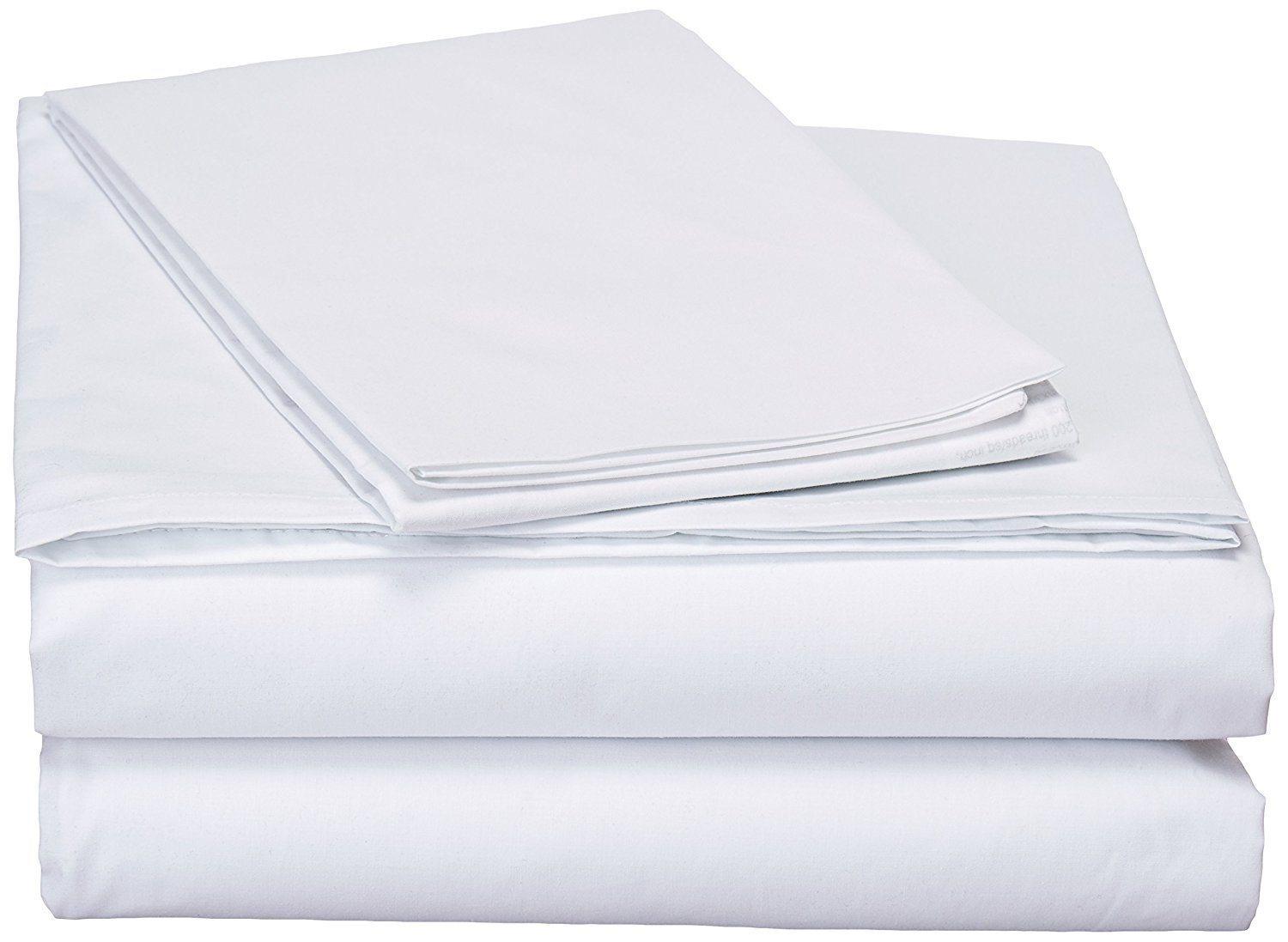 DaDa Bedding White Flat Sheet & Pillow Cases Set (FS098765)